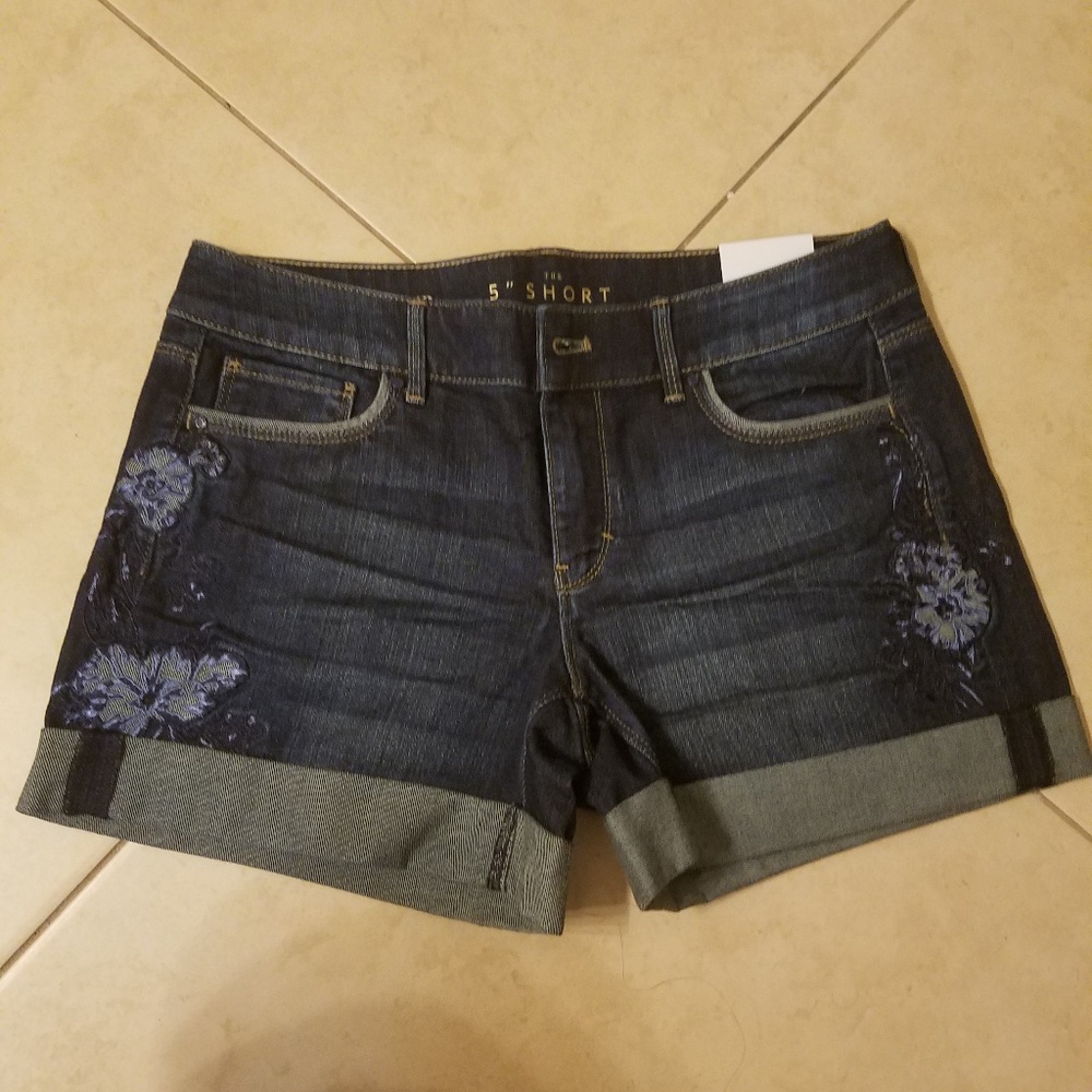 White house Black Market denim embroider shorts